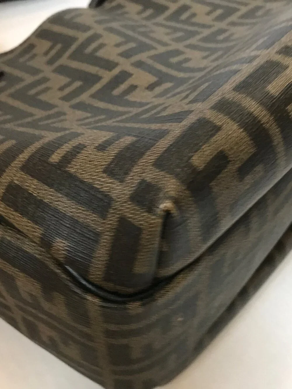 Auth FENDI Zucca Vtg Spalmati Shopping Tote Bag 8BH156 w COA